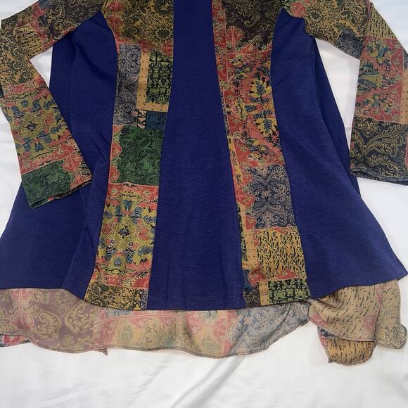 Soft Surroundings Izmir Topper Cardigan Size PS Patchwork Art Flowy Draped Boho - Picture 13 of 13